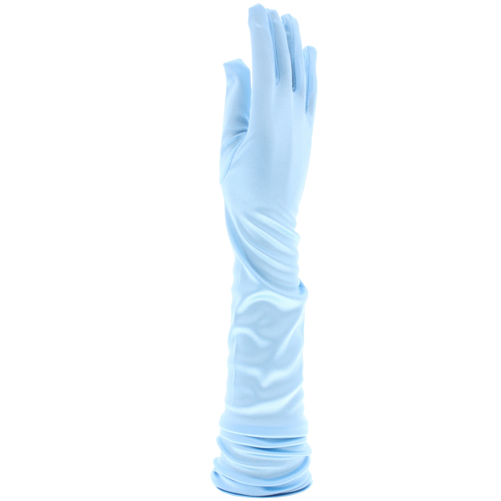 Zac's Alter Ego - Baby Blue Long Satin Handschoenen - Blauw